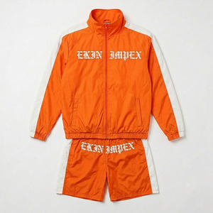 Custom Men's Vintage Streetwear Tracksuit Set <b>Gothic</b> Letter Print Windbreaker <b>Jacket</b> and Shorts 2 Piece Suit Hip Hop Style - Product Image 1