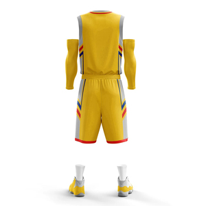 Conjunto de Uniforme de Baloncesto Amarillo Unisex Personalizado, Jersey sin Mangas y Pantalones Cortos, Transpirable, Impresión Sublimada, Corte Regular, Ecológico - Product Image 1