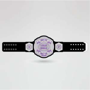 Ceinture de championnat de lutte mondiale KTW, sangle noire, plaque centrale en métal violet et doré, personnalisable, Huzaim Elite - Product Image 2
