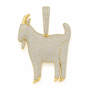 Custom Unique 925 Sterling Silver Yellow <b>Gold</b> Plated Lab Grown Diamond Iced Animal Goat <b>Pendant</b> Classic Hip Hop Bling Rapper's - Product Image 1