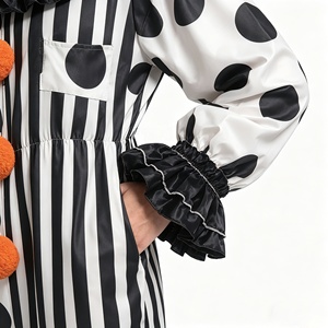 Costume de <span class=keywords><strong>Clown</strong></span> d'Horreur d'Halloween pour Adulte, Combinaison à Pois et Rayures avec Col à Volants - Product Image 5