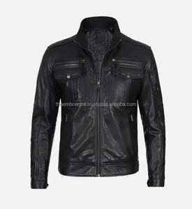 Veste en cuir de logo personnalisé de haute qualité, à la mode, à prix de vente entier, vêtements, veste en cuir coupe-vent et résistante pour hommes - Product Image 2