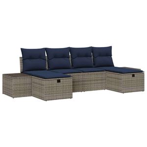 Set Divano da Giardino in Polyrattan 6 Pezzi con Cuscini, Arredamento da Esterno Stile Contemporaneo, Sedute da Giardino - Product Image 2