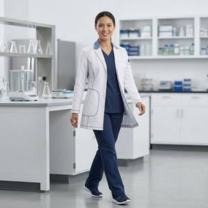 Polyester Spandex Women Medical Lab <b>Coat</b> – Full-Length Doctor <b>Coat</b>, Clinic & Hospital Uniform, Regular Fit - Product Image 2