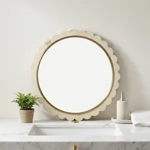Scalloped Round Wall <b>Mirror</b> <b>Gold</b> <b>Frame</b> Decorative Vanity <b>Mirror</b> Modern Bathroom Bedroom Entryway Accent Home Decor ElegantDesign - Product Image 6