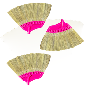 Balai à tête en matériau végétal naturel, poils moyens, écologique, traditionnel, pour sols domestiques, rouge, rose, vert - Product Image 5