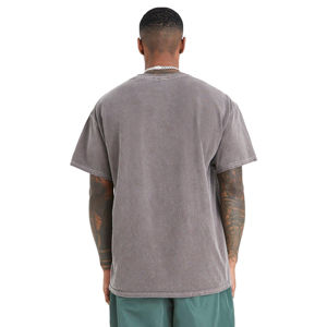 T-shirt unisexe délavé à l'acide, 100 % coton, sur mesure, coupe oversize, basique, à manches longues et col rond pour homme - Product Image 3