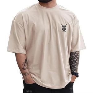 เสื้อยืดโอเวอร์ไซส์คุณภาพสูง แขนสั้น ผ้าฝ้าย 100% สำหรับผู้ชาย ทรงหลวม สกรีนโลโก้ตามสั่ง เสื้อยืดโอเวอร์ไซส์สำหรับผู้ชาย - Product Image 1