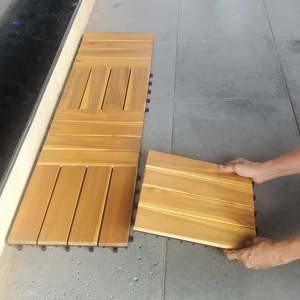 Dalles de terrasse en bois d'acacia moderne 300x300mm, imperméables et antidérapantes pour terrasse, cour arrière, balcon, jardin, piscine et décoration - Product Image 2