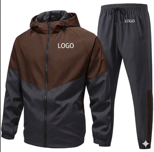 Custom Logo Men Sports Tracksuit Solid <b>Zip</b> <b>Hooded</b> Jacket Breathable Sweat-Wicking Polyester Midweight Woven Tracksuits - Product Image 4