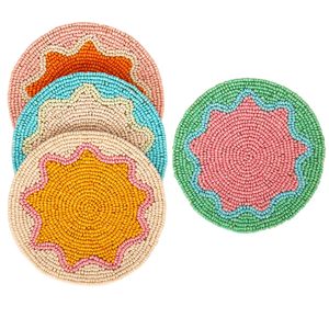 Posavasos de Cuentas Coloridas Hechos a Mano, Decoración del Hogar de Estilo Bohemio, Duraderos, 5 mm de Grosor, Color y Logotipo Personalizables, para Fiestas - Product Image 5