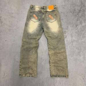 Straight Vintage Cotton Men's Jeans High-End Customized Men's Washing and Distressing Treatment Vintage with Rivets 300 Grams - Product Image 2