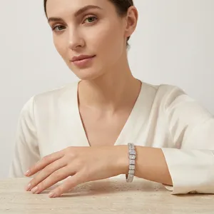 Luxury <b>Women</b>’s Tennis <b>Bracelet</b> 7 Inch 925 <b>Sterling</b> <b>Silver</b> | Four Prong Brilliant Lab Grown Diamond | IGI Certified Elegant Fine - Product Image 4