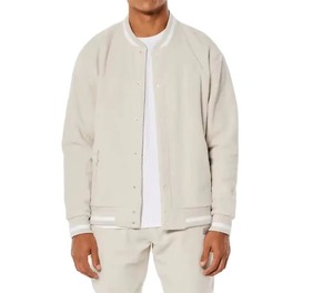 Premium Wool Canvas Varsity <b>Jacket</b> Stand Collar Front Logo High Performance <b>Mens</b> Winter <b>Jacket</b> <b>Long</b> Sleeves Stylish Design - Product Image 6