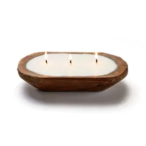 Centre de table ovale en bois pour bougie, conçu pour les thèmes de décoration de ferme et un éclairage d'ambiance chaleureux, hauteur 2 pouces - Product Image 2