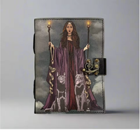 NOUVEAU CARNET DE NOTES EN CUIR À COUVERTURE RIGIDE NEW ERA Hecate Triple Moon Goddess Witch Hekate Tarot Card pour Sorcières, Pagiens, Druides, Magiciens, avec reliure cousue
