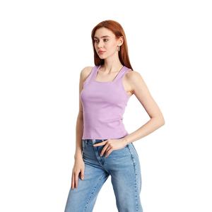 2025 Summer Women <b>Slim</b> Fit Tank <b>Vest</b> Tops Custom Logo 100% Cotton Quick Dry Breathable Regular for Sportswear Yoga and Workout - Product Image 6