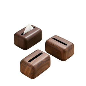 Boîte à mouchoirs en bois faite à la main avec des rayures incrustées pour la décoration de la maison, du bureau, du comptoir ou de la coiffeuse – En promotion - Product Image 3