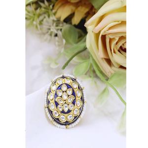 Anillo Ajustable de Moda con Incrustaciones de Moissanita, Chapado en Oro, de Latón de Primera Calidad, Elegante y Deslumbrante, para Bodas, para Mujer - Product Image 1