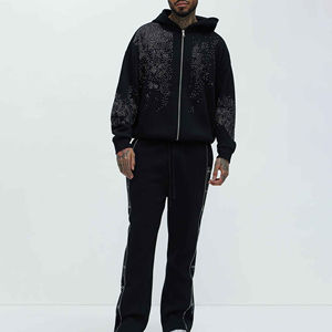 ชุดวอร์มลำลองผ้าฝ้ายแท้ 100% ประดับคริสตัลวิบวับ ซักง่าย เหมาะสำหรับสตรีทแวร์ ดีไซน์หรูหรา จำหน่ายราคาส่ง - Product Image 1