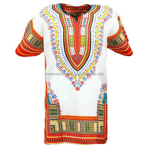 Chemises Dashiki imprimées raisonnables Chemise africaine traditionnelle lavable Tissu Dashiki indien T-shirts colorés en gros de l'Inde - Product Image 3