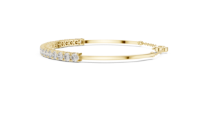 Round Cut Lab Grown Diamond <b>Bangle</b> half Chain Bracelet 14K 18K <b>Solid</b> <b>Gold</b> DEF VVS Classic Bridal Wedding Fine Jewelry for Women - Product Image 2