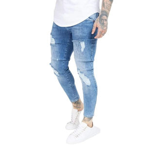 Custom Wholesale <b>Men's</b> Tapered <b>Jeans</b> Pakistan Factory Light Street Acid Wash rough Pant Mid <b>Waist</b> Plus Size Ripped Plain Design - Product Image 5