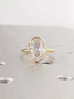 Bague de fiançailles, de mariage ou de promesse en or jaune 14 carats, sertie d'un diamant ovale de 2 carats cultivé en laboratoire, tendance, très demandée, cadeau pour femme.