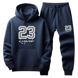 Conjunto Deportivo de Invierno para Hombre al por Mayor, Sudadera con Capucha de 2 Piezas, Traje para Correr, Logotipo Personalizado con Impresión Digital, 100% Algodón Grueso - Product Image 2