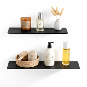 Étagère murale noire pour salle de bain, support de rangement en acier inoxydable pour douche et cuisine, design moderne antirouille - Product Image 2