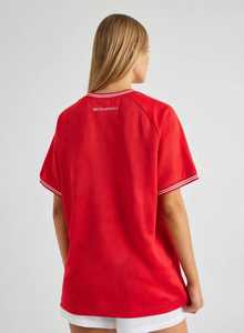 Women Red Fleece Full Sleeve Hooded <b>Top</b> <b>and</b> <b>White</b> Shorts Winter Sporty Breathable Three Piece Set - Product Image 4