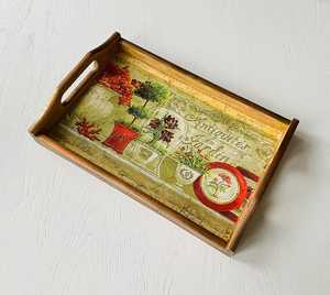 UO Art Premium Handmade Wood and Enamel <b>Serving</b> <b>Tray</b> with Decorative Persian Pattern <b>Gold</b> Metal Handles Rectangular <b>Serving</b> <b>Tray</b> - Product Image 4