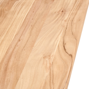 Mesa de comedor plegable de madera maciza de acacia de estilo industrial moderno con patas de madera en acabado negro y natural para el hogar, oficina, cocina o casa de campo. - Product Image 6