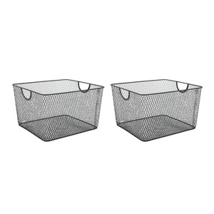 Rectangle Metal Wire Storage <b>Basket</b> With Handles Modern Multi-Purpose Organizer - Product Image 3
