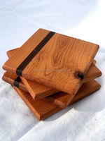 Sous-verres en bois de noyer époxy faits à la main de qualité supérieure 2025 – Lot de 4 pièces, style américain classique, sous-plats carrés pour table