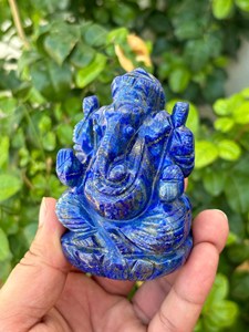 Estatua de Ganesha de Lapislázuli Natural |   Ídolo de Ganesha Tallado a Mano con Gema Azul de 3.25 Pulgadas |   Piedras de Chakra |   Decoración del Hogar Feng Shui - Product Image 3