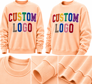 Sweat-shirt à col rond avec logo personnalisé imprimé en strass, unisexe, coupe classique, décontracté, pull en tricot d'automne, 100% coton floqué - Product Image 4