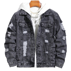 Chaqueta Vaquera Gris Minimalista con Acabado Desgastado - Textura de Lujo - Fabricación Profesional de Ropa Técnica para Comercio B2B Global - Product Image 1