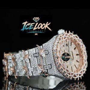 Reloj Mecánico para Mujer Ice Look, Esfera Color Rodio, Acero Inoxidable, Brazalete de Moissanita, Cristal de Zafiro Luminoso, 42mm, Moda - Product Image 3