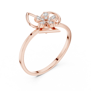Anillo de Moda con Diseño Floral Geométrico, Minimalista, de Oro Amarillo Sólido de 14k con Diamantes Cultivados en Laboratorio de Corte Redondo, Anillo de Boda Clásico, Regalo - Product Image 5