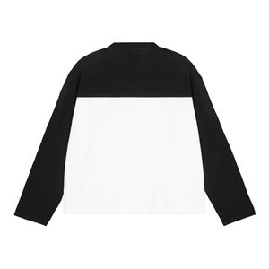 100% Cotton Custom Men Boxy T Shirt Long Sleeve V Neck Street Wear Layered Contrast Sleeve Customized printing 3D Embroidery - Product Image 4