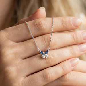 จี้ผีเสื้อไพลินสีน้ำเงินแท้ เงินแท้ 925 ชุบทอง 14K จี้หินธรรมชาติ ของขวัญ - Product Image 3