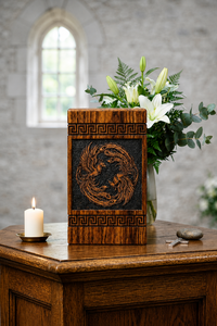 Wooden Cremation Urn Carved <b>Memorial</b> Keepsake <b>Box</b> Decorative Ash Container Adult Funeral Gift - Product Image 4