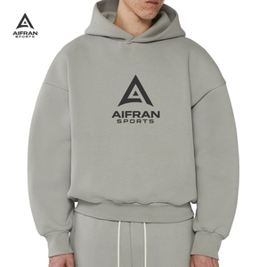 Sweat à capuche AIFRAN en molleton bouclette français de qualité supérieure, coupe ample personnalisée, épaules tombantes, sans cordon, unisexe, streetwear de haute qualité - Product Image 4
