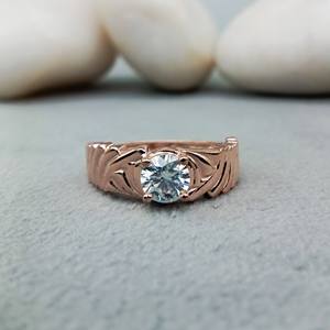 Bague tendance pour femme en or rose massif 18 carats avec diamant de laboratoire VVS de 2 carats de forme ronde certifié IGI pour mariage et anniversaire - Product Image 1