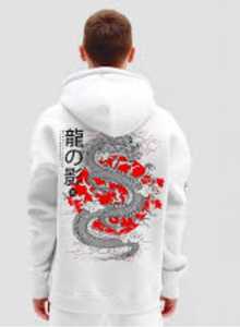 Sudadera con Capucha Unisex con Logotipo Personalizado, Estampado Sólido de Dragón 3D, Teñido Liso, Ecológica, Corte Regular, Manga Larga, Ropa Urbana para Invierno - Product Image 2