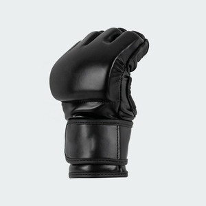 Gants d'entraînement demi-doigts en cuir PU blanc avec fermeture Velcro au poignet pour arts martiaux unisexe - Product Image 6