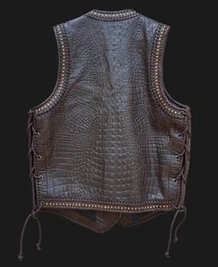 Chaleco de Cuero para Motociclistas con Estampado de Caimán, para Hombre, con Espacio Oculto para Armas - Product Image 2