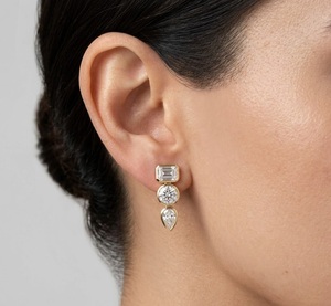 Wholesale 14K/18K Yellow Gold 2.5 ct Lab Grown Diamond Earrings Studs Gold Multi Shape Drop Earrings Bezel <b>Set</b> Dangle Earring - Product Image 5