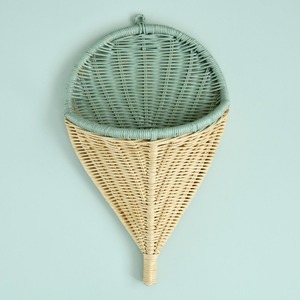 Rattan wall basket braided ice cream shaped baskets <b>decorative</b> piece for walls cheapest price - Product Image 1